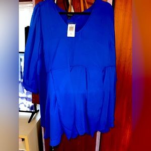 NWT Blue babydoll 3/4 sleeve top